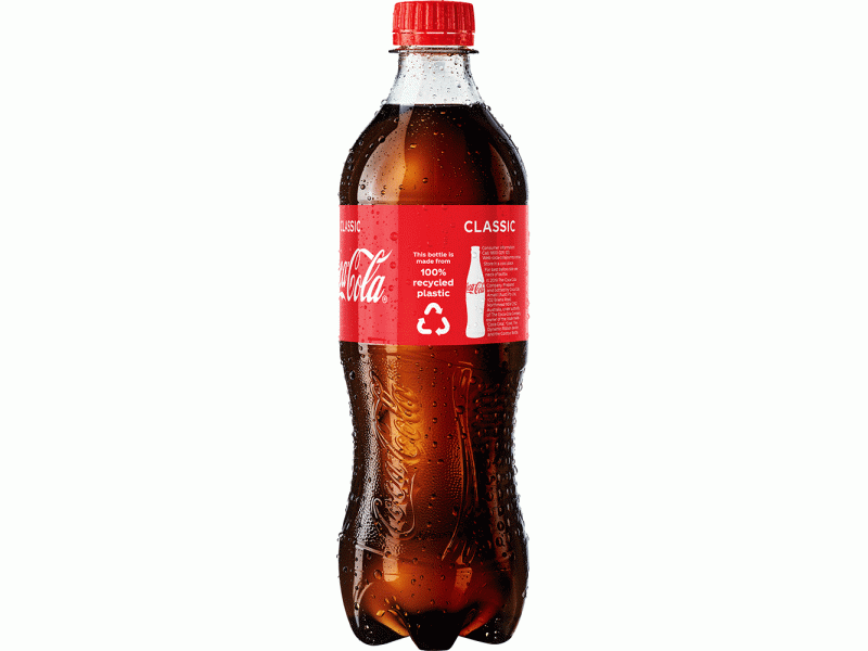Coca-Cola soft drink and water brands now produced in 100% recycled plastic